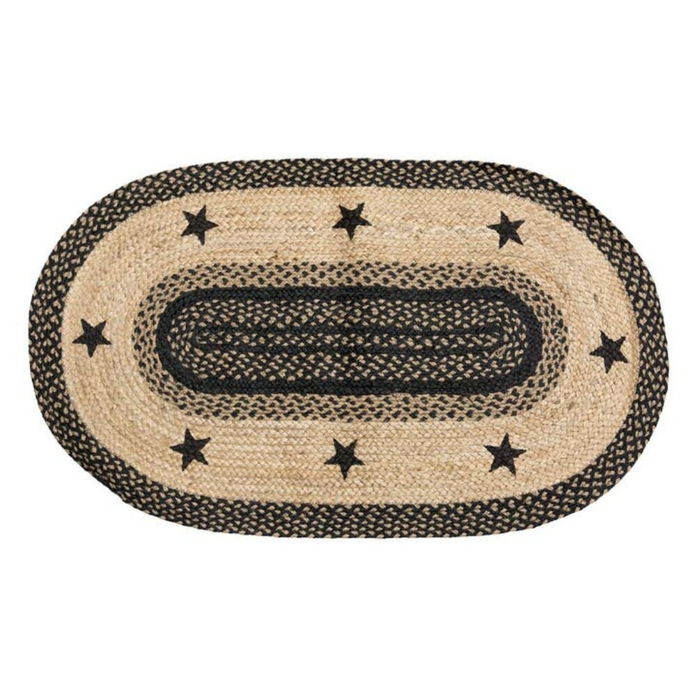New Country Black Star woven Rug - 48 inch